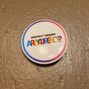 Women@Amazon Rainbow 'ARE YOU READY?' Button Pin